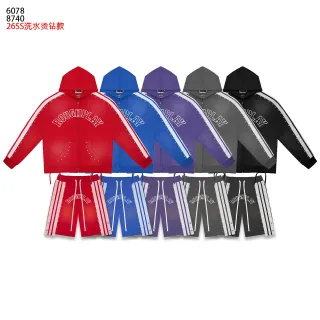ROUGHPLAY Red White Zip-Front Hooded Jacket Studded Embellishment Tracksuit