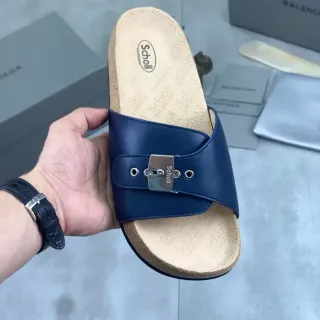 Scholl Navy Cuero Correa y Hebilla Zapatilla