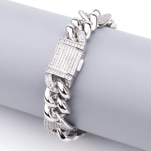 Silver and Gold Pave Crystal Curb-Link Bracelets 2