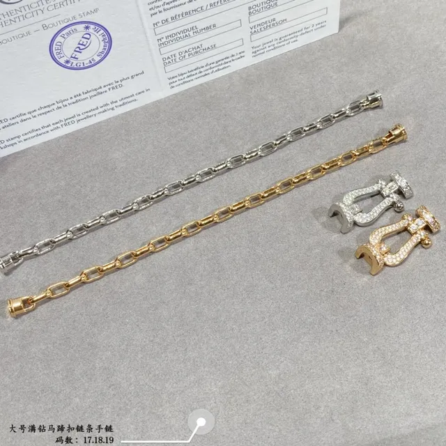 Silver and Gold Pavé Lyre Clasp Chain Bracelets 8