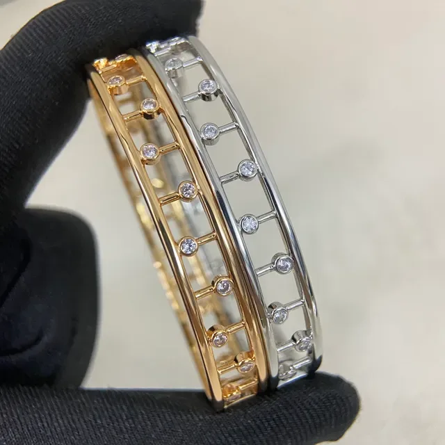 Silver and Gold Tone Pavé Bezel-Set Geometric Bangle Bracelets 5