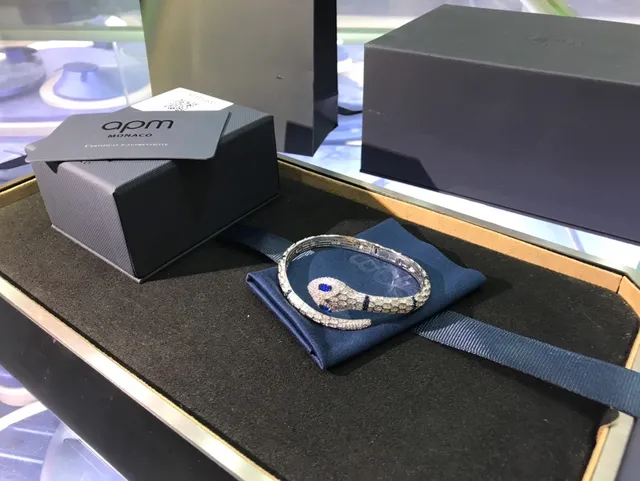 Silver Blue Snake Motif Pavé-Set Stones Bracelet 5