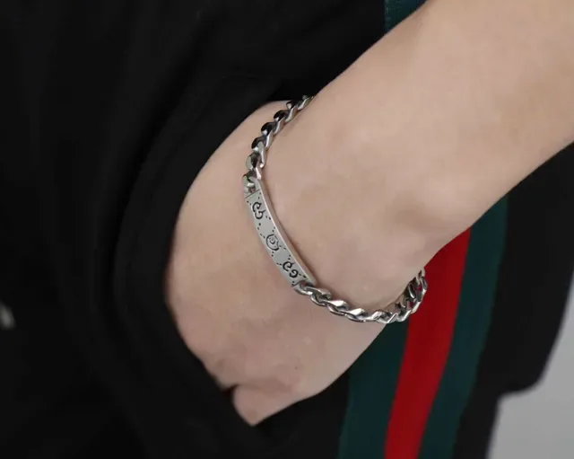 Silver Chunky Curb Chain Twisted Rope Link Bracelet 7