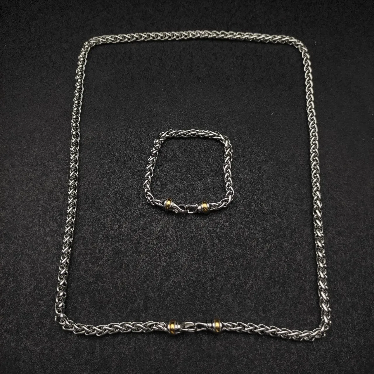 Silver Gold Braided Link Chain Metal Necklace 2
