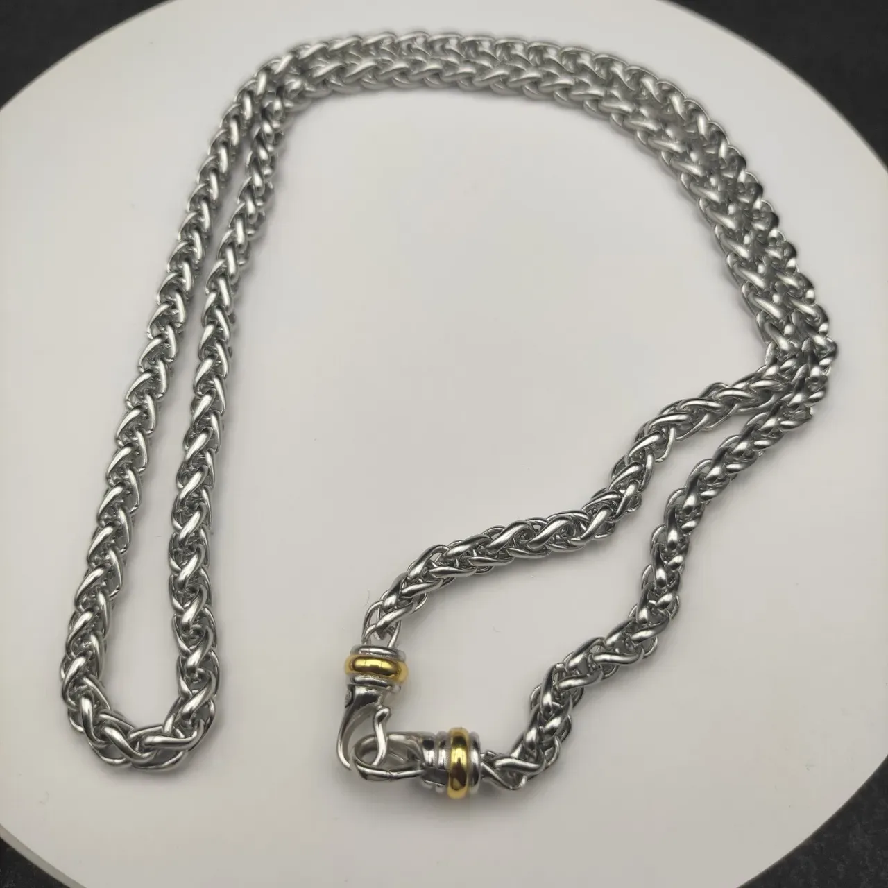 Silver Gold Braided Link Chain Metal Necklace 3