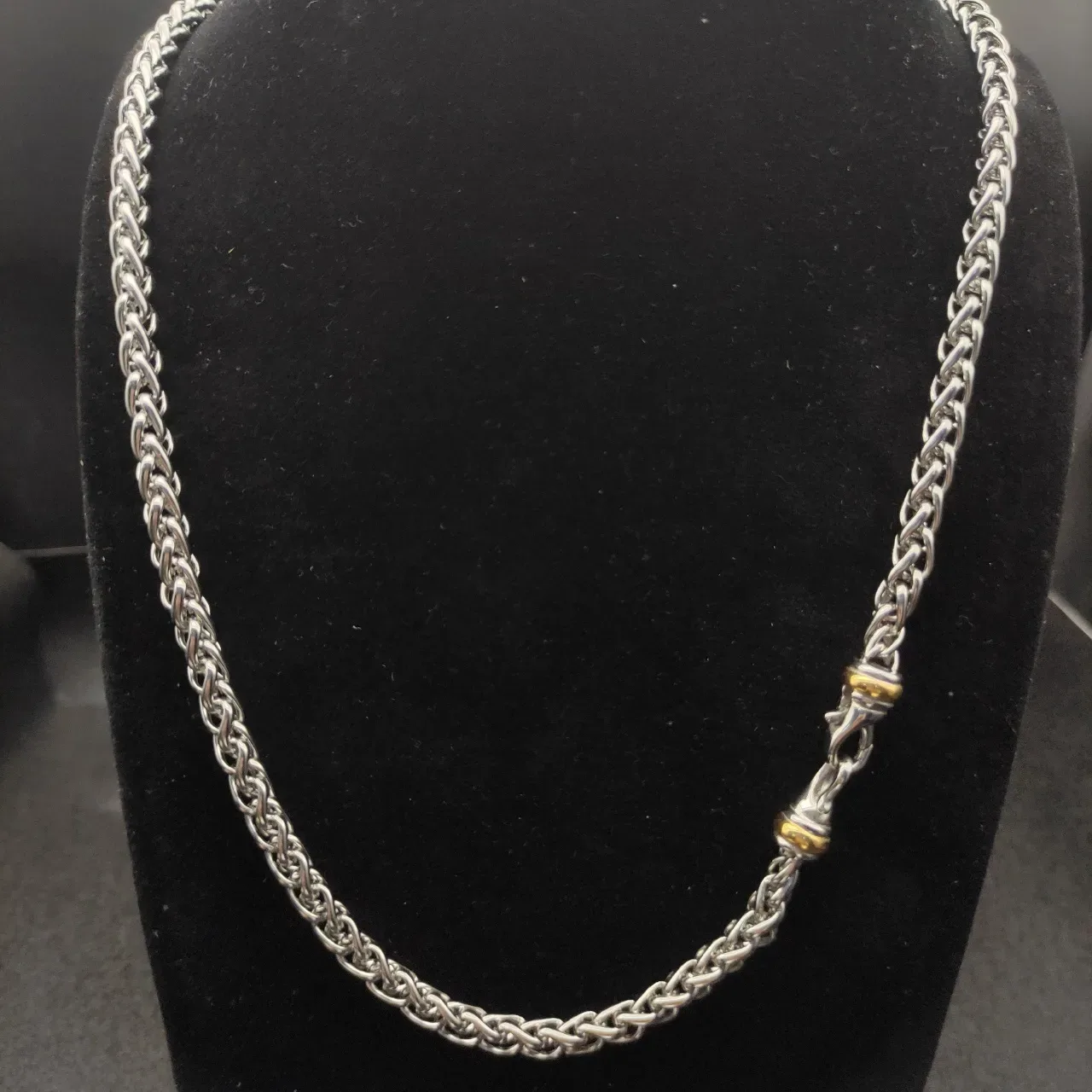 Silver Gold Braided Link Chain Metal Necklace 4