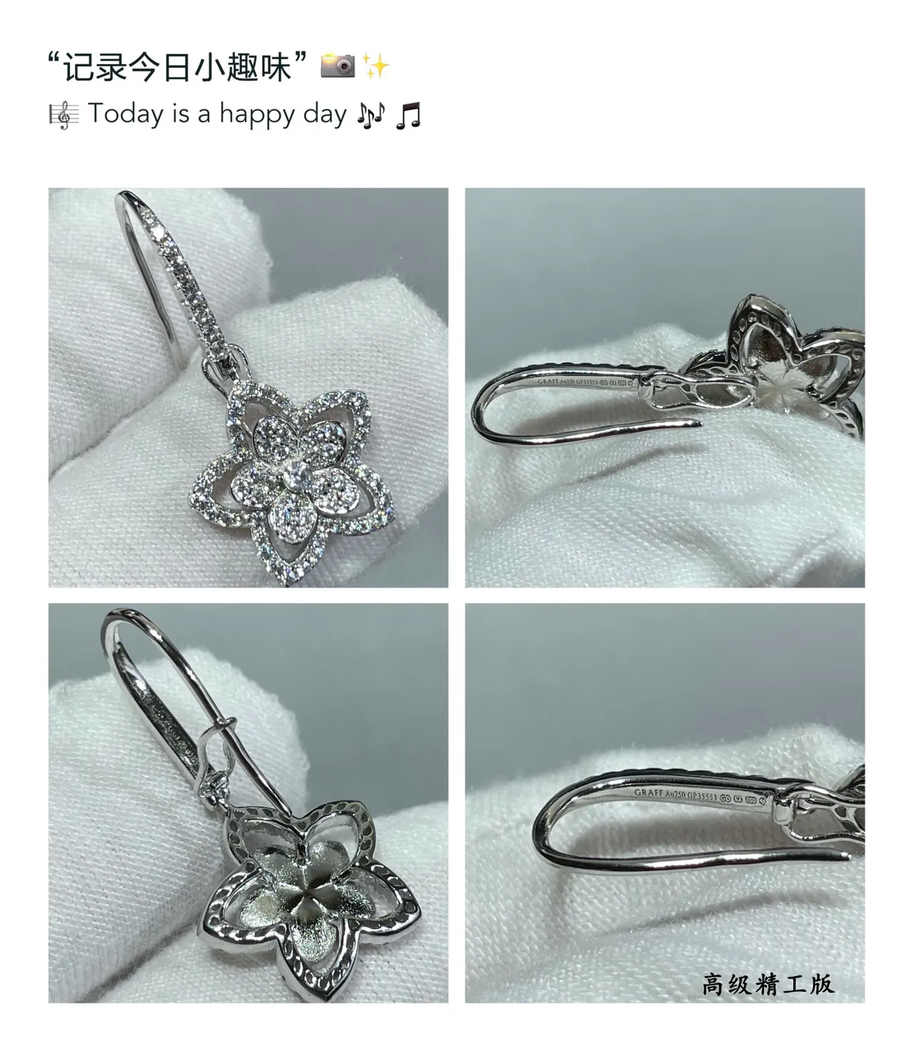 Silver Gold Floral Motif Pavé-Set Stones Earrings 2