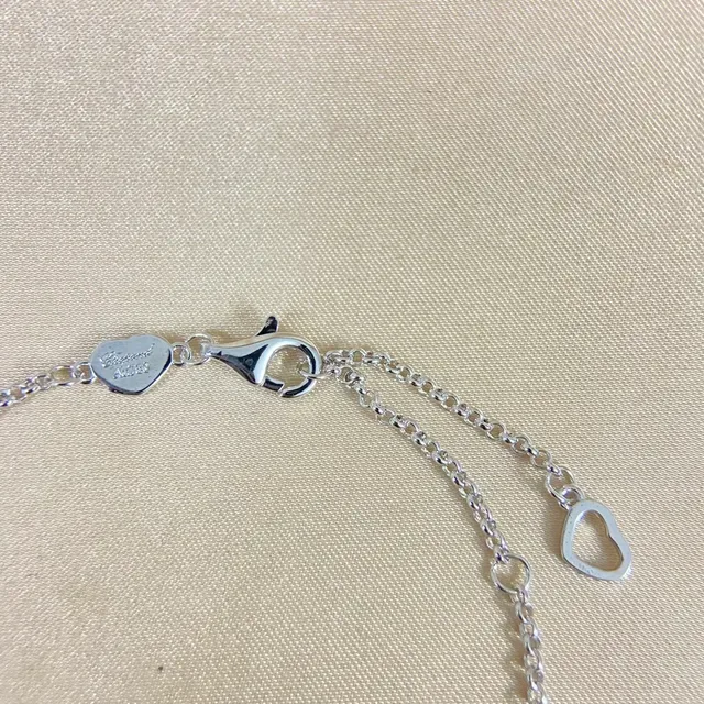 Silver Gold Heart-Shaped Pave-Set Necklace 3