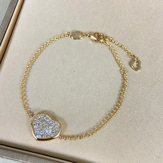 Silver Gold Heart-Shaped Pave-Set Necklace 5