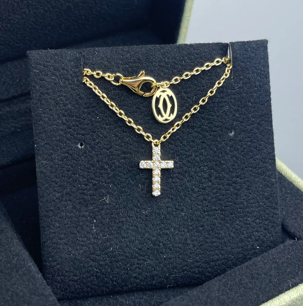 Silver Gold Pavé-Set Cross Pendants Multi-Chain Layered Design Necklace 3