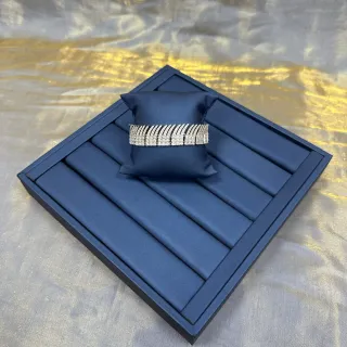 سوار فضي بحري متعدد الصفوف Pavé أسلوب كفة صلب