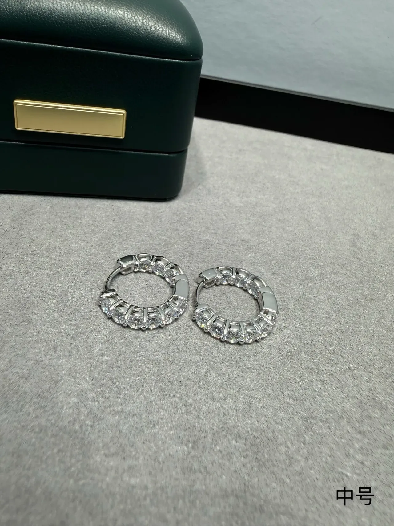 Silver Pink Pavé-Set Hoop Earrings 6