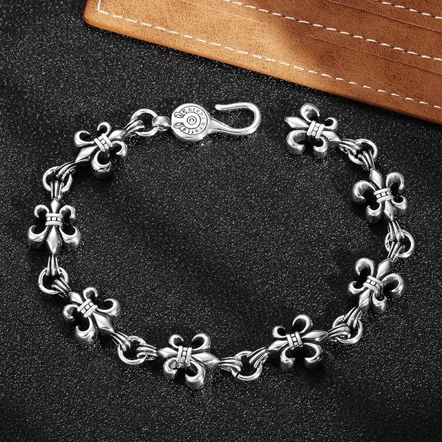 Silver-Tone Fleur-de-Lis Link Bracelet 4