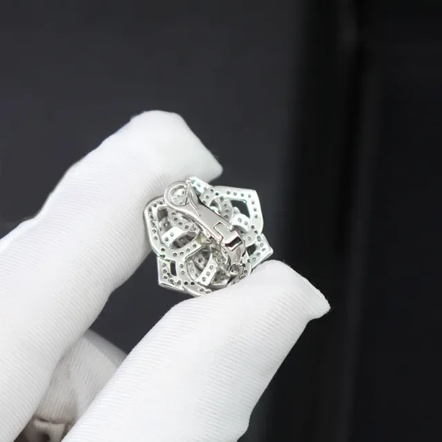 Silver-Tone Layered Floral Pavé Crystal Stud Earrings 7