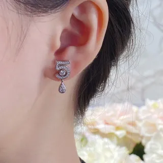 أقراط Silver-Tone Number 5 Pavé Stone قطرة معلقة