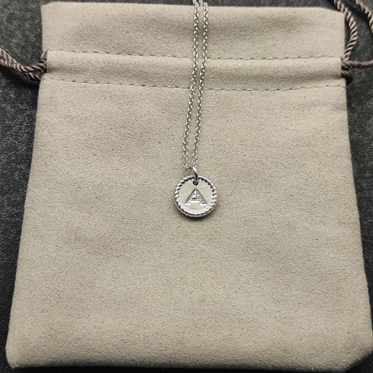 Silver-Tone Rope-Edge Initial A Pendant Necklace 3