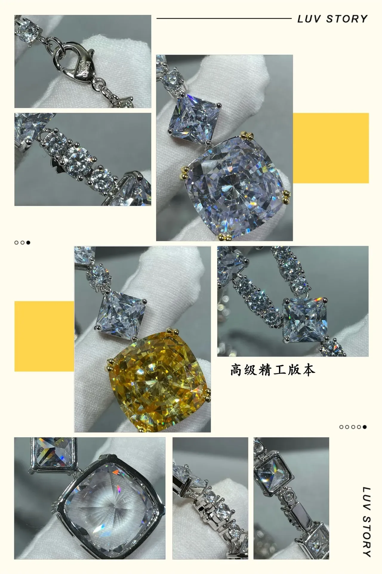 Silver-Tone Square-Cut Stone Graduated Pendant Necklace 4