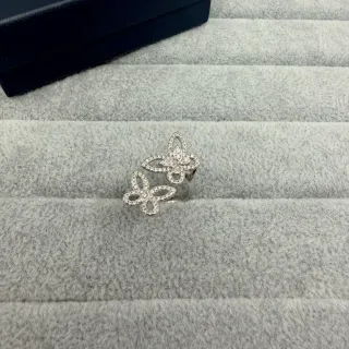 Silver White Double Butterfly Motif Pavé-Set Stones Ring — jewelry wholesale supplier photo