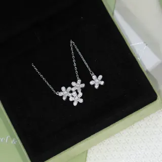 Silver White Floral Motif Pavé Crystal Necklace