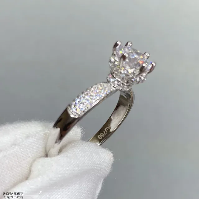 Six-Prong Solitaire Pavé Band Ring 5