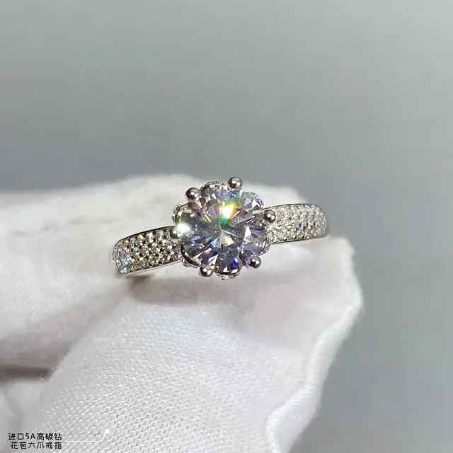 Six-Prong Solitaire Pavé Band Ring 8