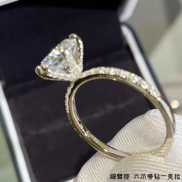 Six-Prong Solitaire Pavé Shoulder Ring 5