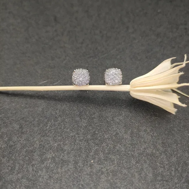 Square Pavé-Set Stud Earrings 7
