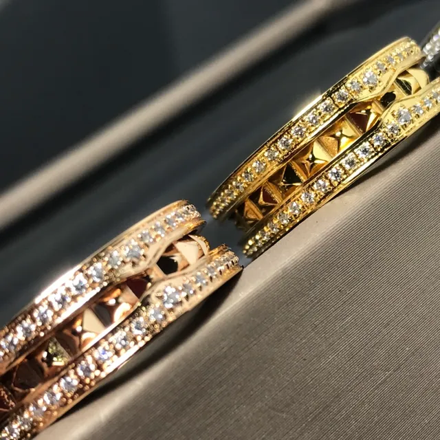 Stackable Pavé-Set Quilted Chevron Band Rings 7
