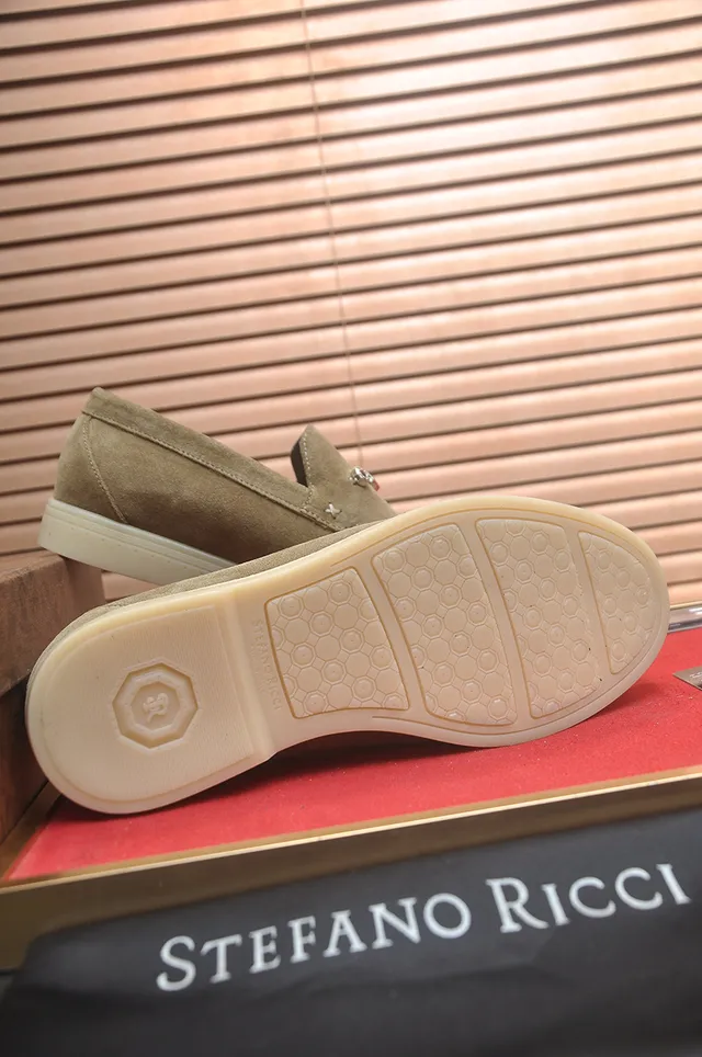 Stefano Ricci Beige Green Suede Upper Horsebit Buckle Loafer 3