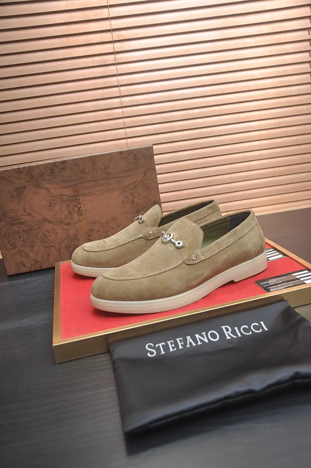 Stefano Ricci Beige Green Suede Upper Horsebit Buckle Loafer 4