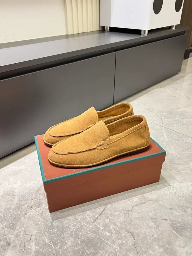 Tan Suede Penny Strap Loafers 4