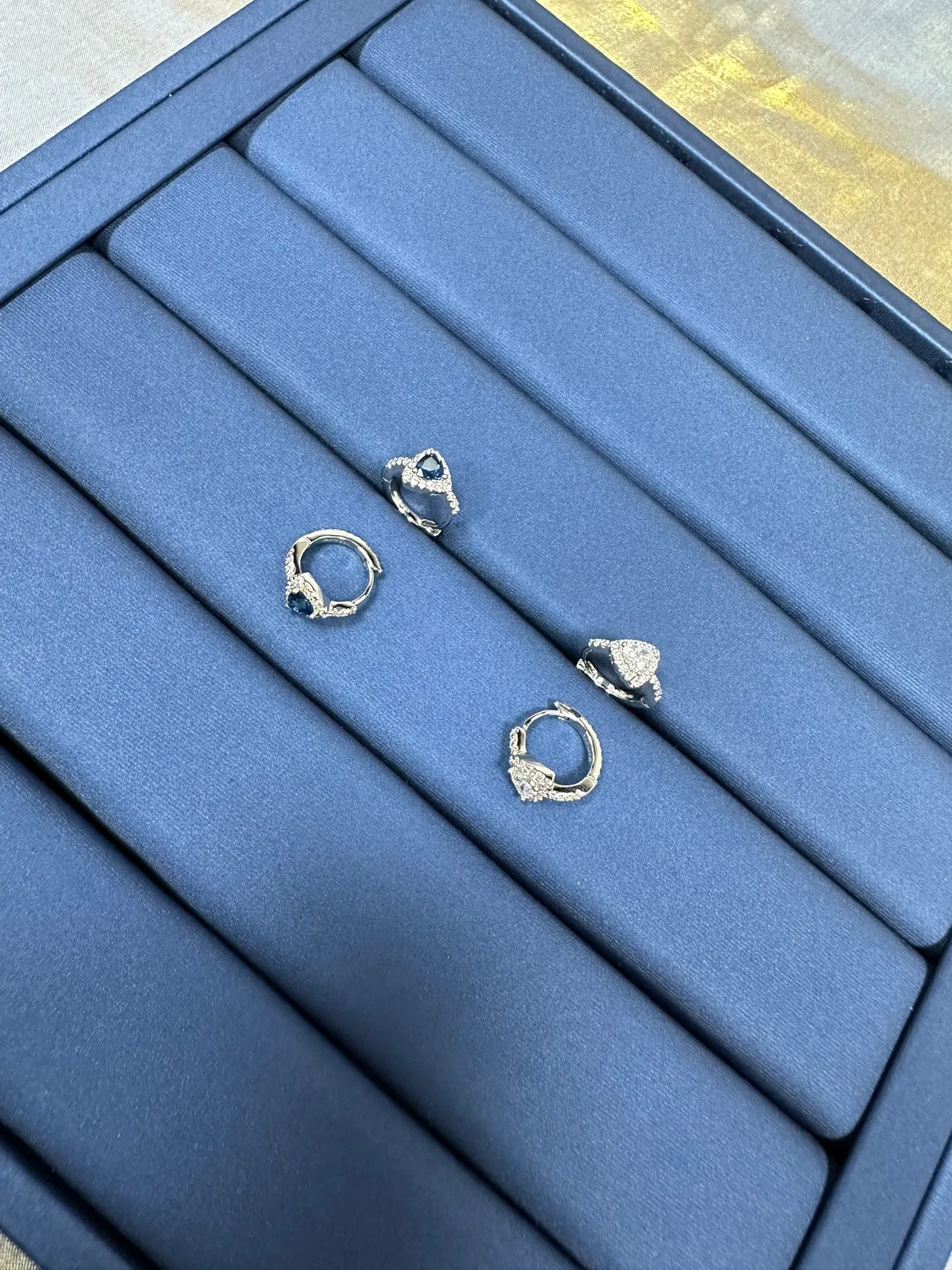 Teardrop Blue Gemstone Pavé Halo Dangling Earrings 8