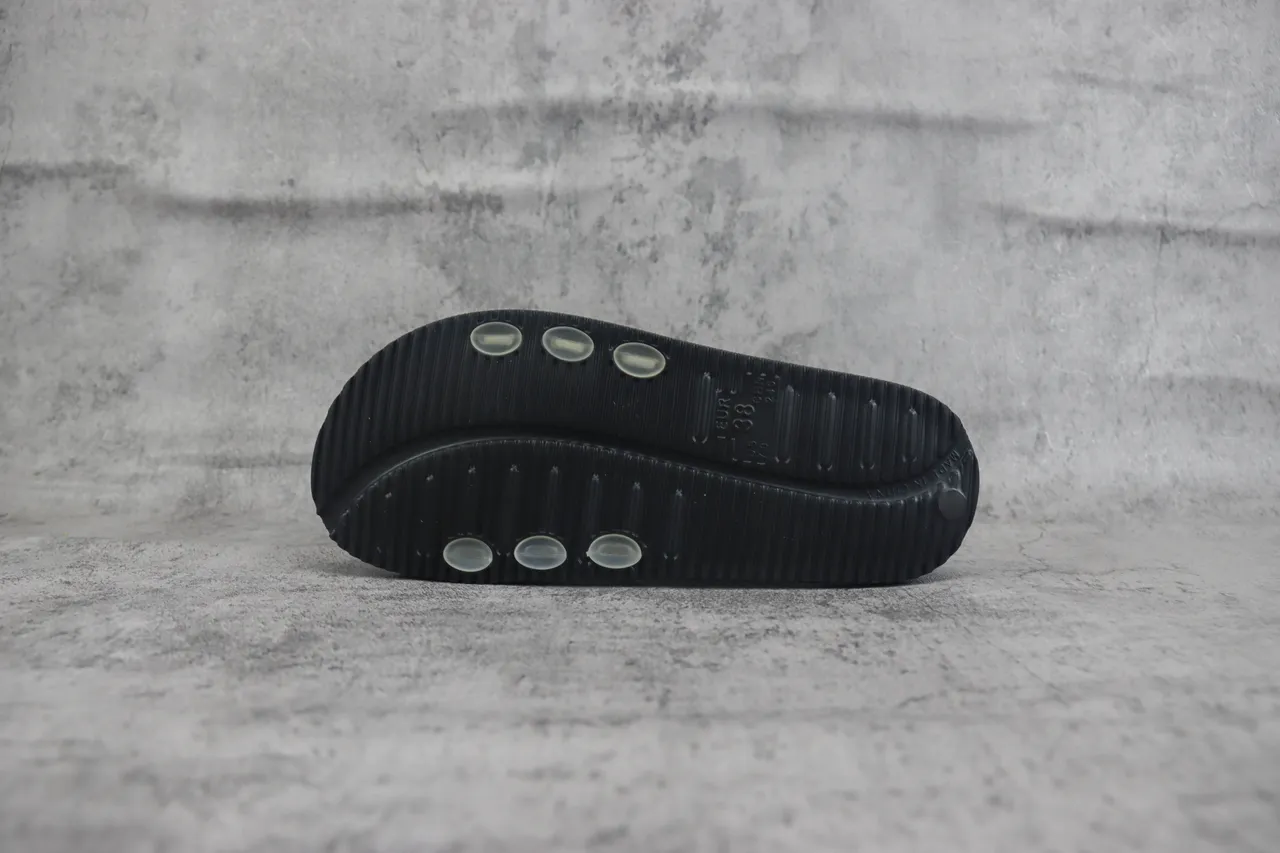 Translucent Gray Strap Black Sole Slide Slipper 6