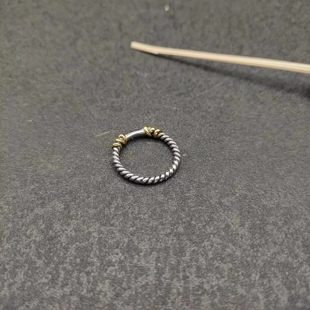 Twisted Rope Band Dual-Tone Pavé Knot Ring 5