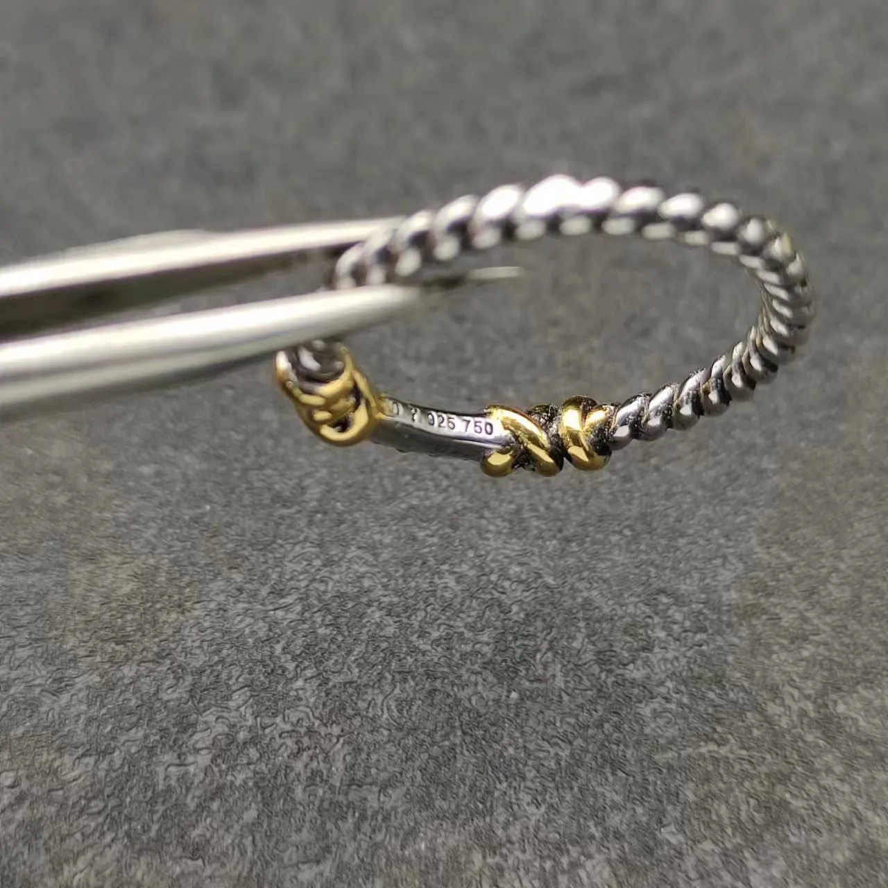 Twisted Rope Band Dual-Tone Pavé Knot Ring 9