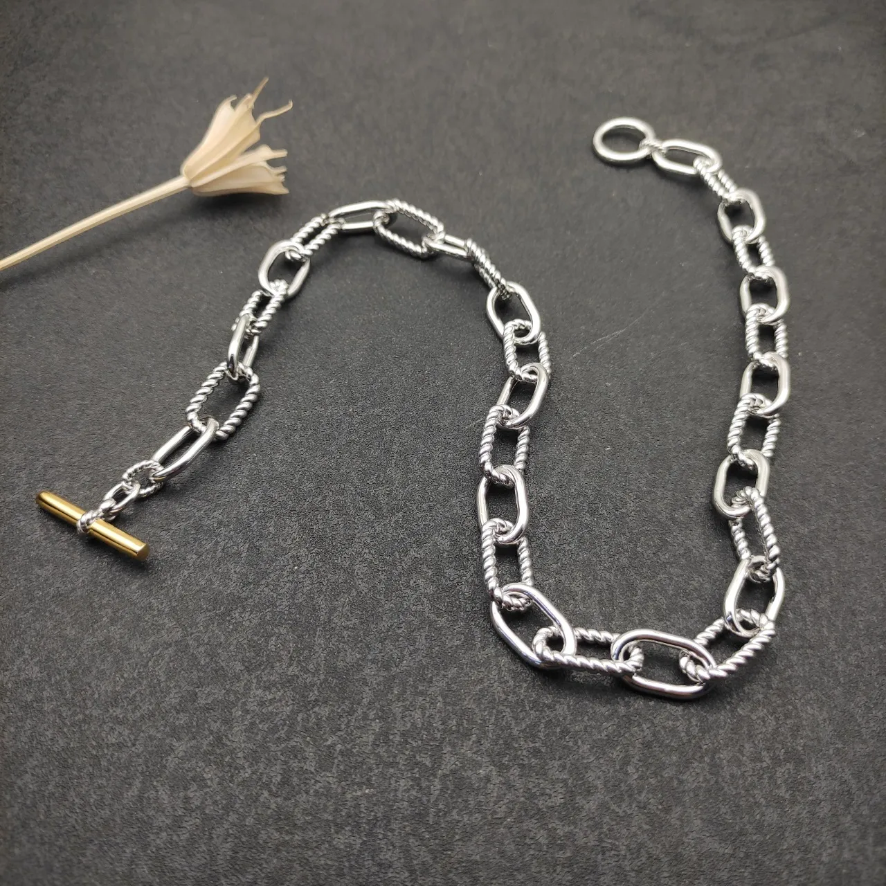 Twisted Rope-Link Toggle Clasp Bracelet 7