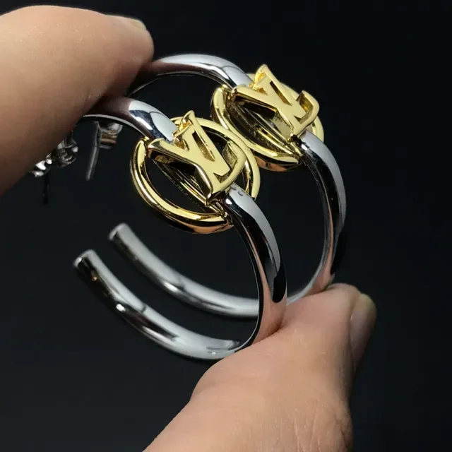 Two-Tone Interlocking Logo Hoop Earrings 2