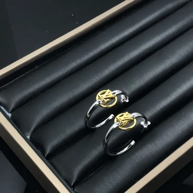 Two-Tone Interlocking Logo Hoop Earrings 4