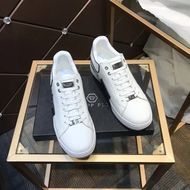 White and Black Logo Plaque Lifestyle Sneaker 6
