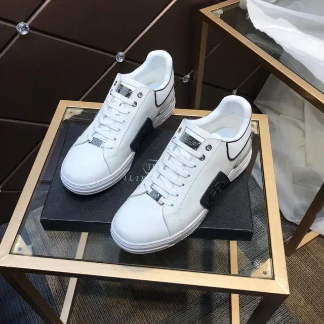 White and Black Logo Plaque Lifestyle Sneaker 8