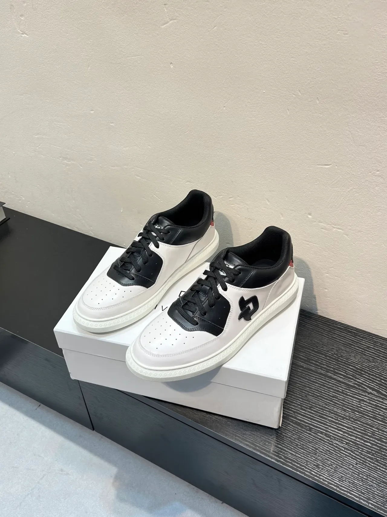 White and Black Monogram Logo Lifestyle Sneaker 3