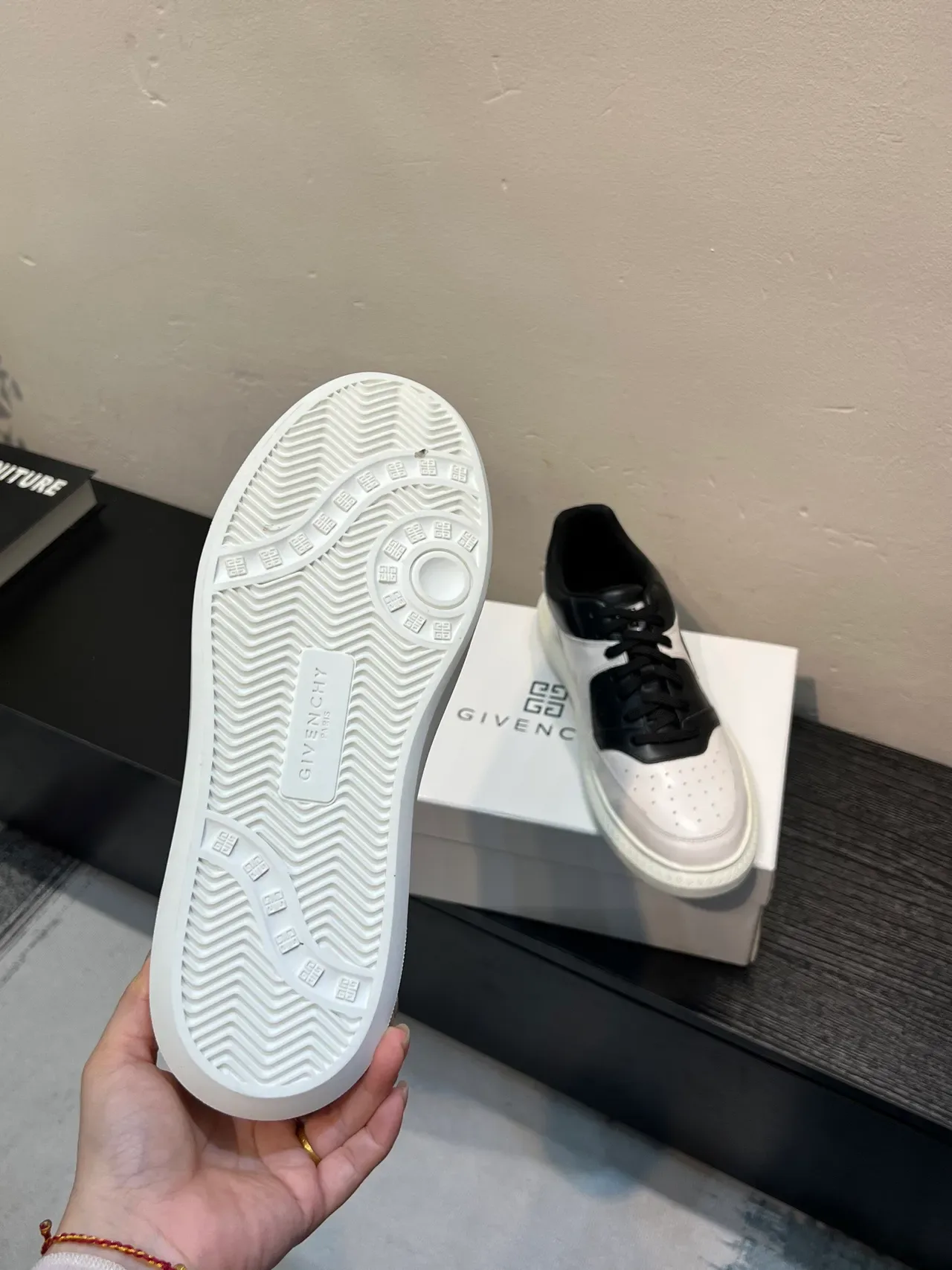 White and Black Monogram Logo Lifestyle Sneaker 9