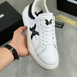 White and Black X-Logo Platform Sneaker