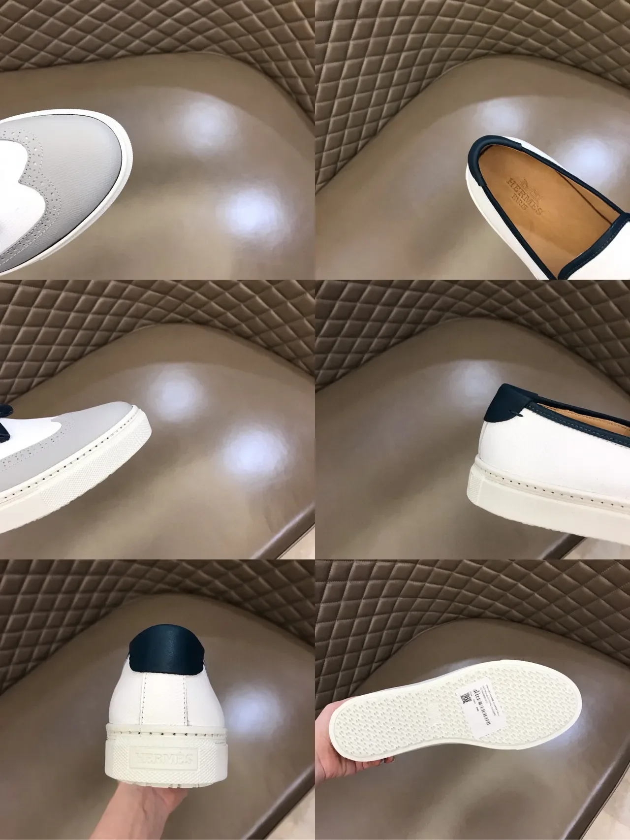 Mocassins à enfiler blanc et gris avec glands 2