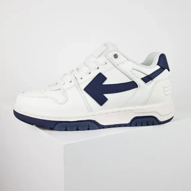 White and Navy Arrow-Panel Lifestyle Sneakers 9