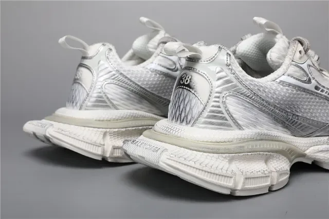 White and Silver Metallic Chunky Sneakers 2