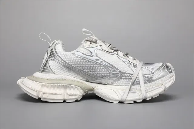 White and Silver Metallic Chunky Sneakers 8