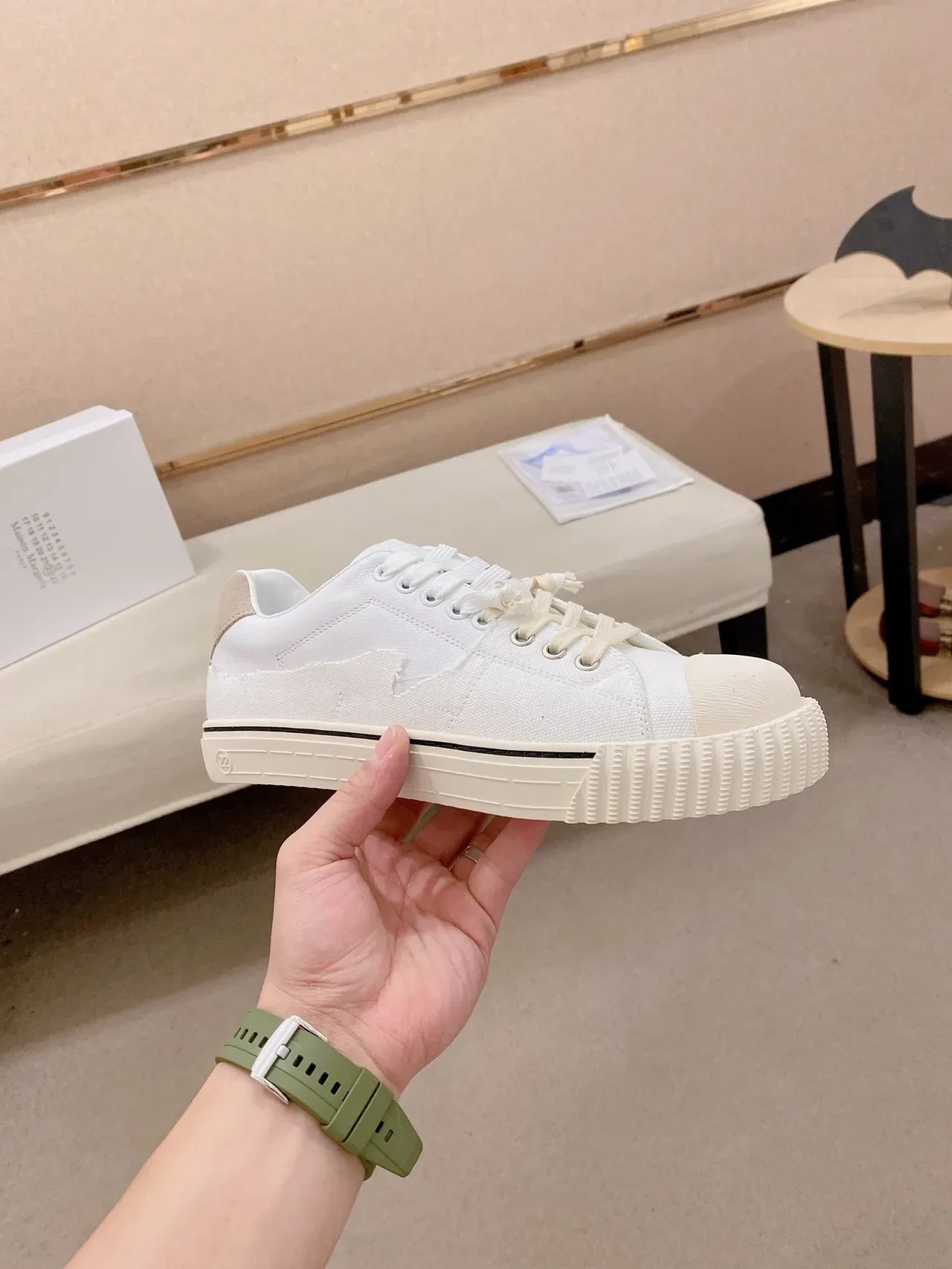 White Black Canvas Upper Rubber Toe Cap Sneakers 4