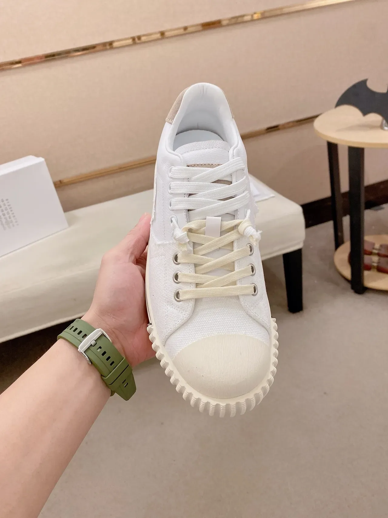 White Black Canvas Upper Rubber Toe Cap Sneakers 5