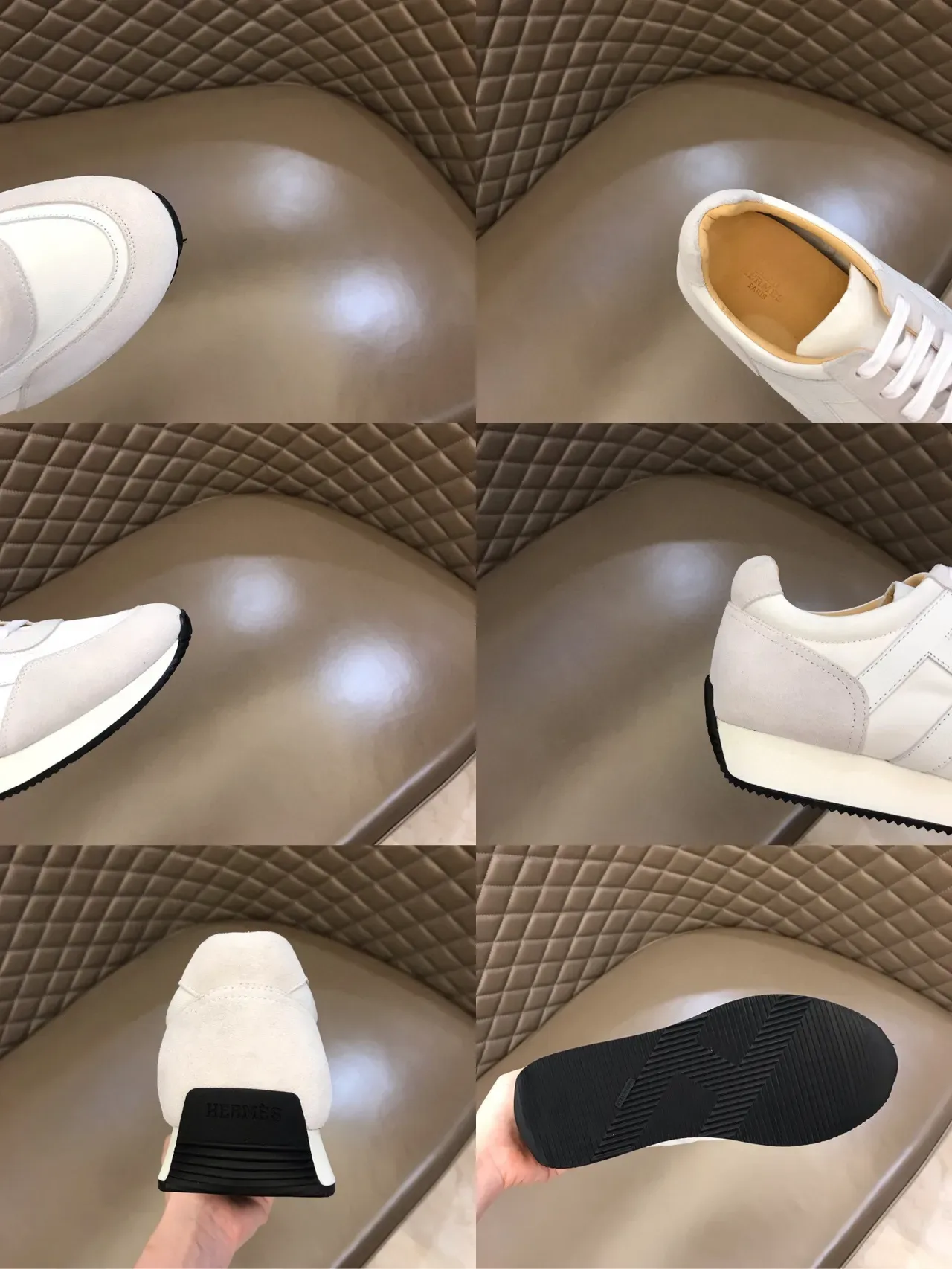 White Black Low-Top Mixed-Material Upper Sneakers 2